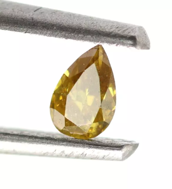 0.16 CT 100% Naturel Diamant Desseré Poire Coupe Doré Couleur SI1 Clarté