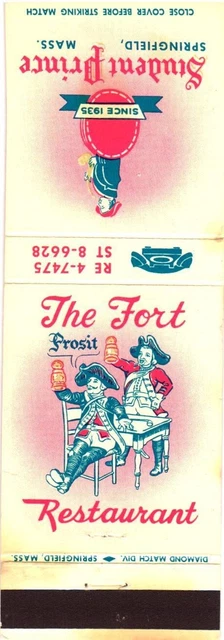 The Fort Restaurant Student Prince, Springfield, Mass Vintage Matchbook Cover