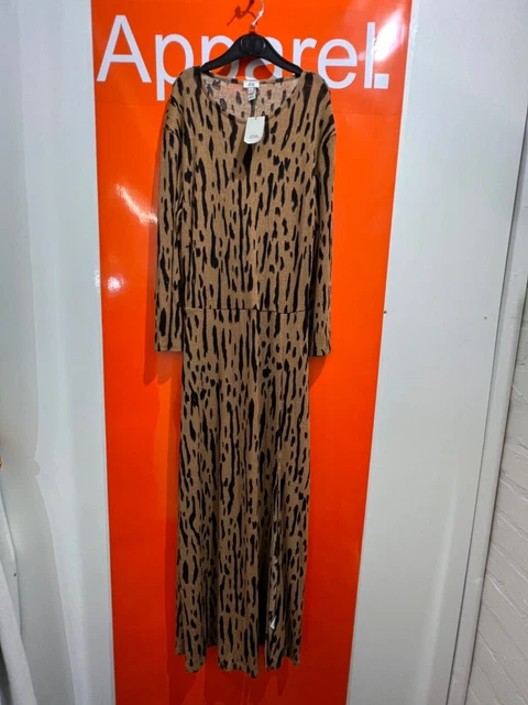 River Island Beige / Black Print Midi Dress, Size 10, New With Tag, RRP £48