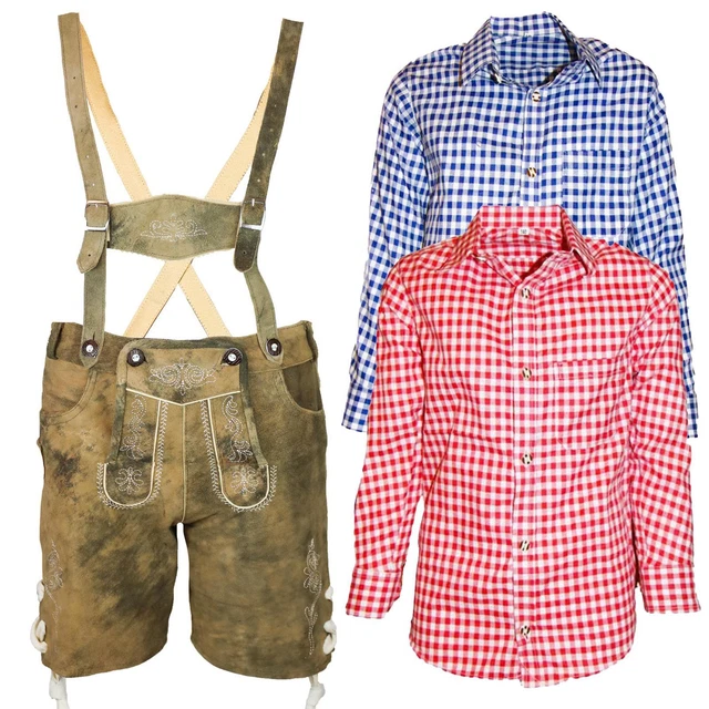 Set folcloristico bambini pantaloni in pelle Luca pantaloni in pelle di bambino morbida pelle di capra antica + camicia