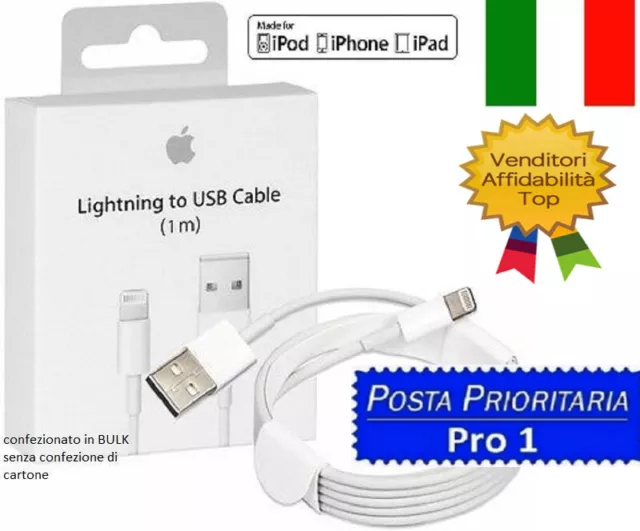 Cavo DATI ORIGINALE Lightning Usb Per Apple iPhone 5,6 X 7,8 Plus 11 12 13 Pro 2