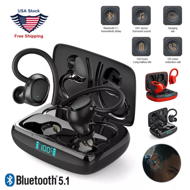 Bluetooth Headset 5.1 True Wireless Earphones HiFi Sport In Ear Headphones US