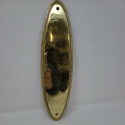 Vintage Cast Brass Plate Rope Entry Door Plate 11" Tall Oval Shiny