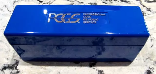 Official PCGS 20 Graded Coin Slab Hard Blue Plastic Slotted Storage Box "Used"