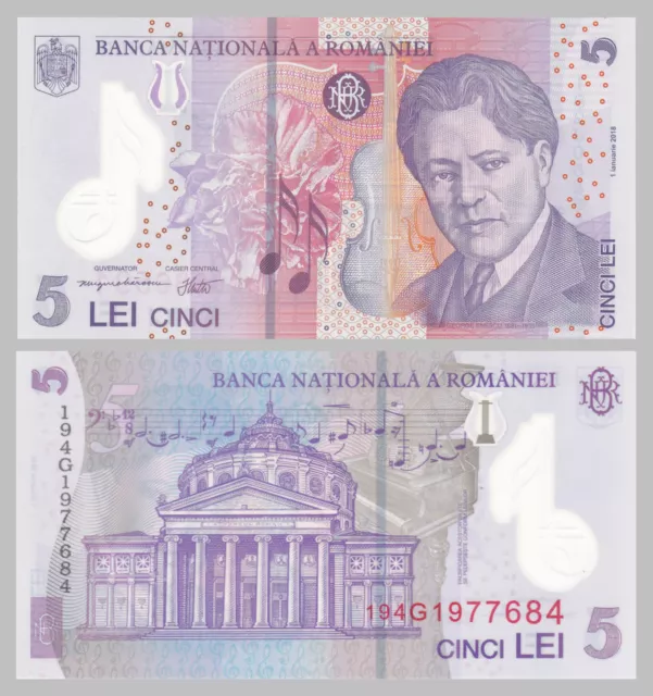 Rumänien / Romania 5 Lei 2019 Polymer unz.