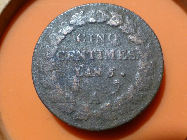 5 Centimes - Dupre - L'an 5 A - Variante Lettres 5 Espacees + Point Bas !