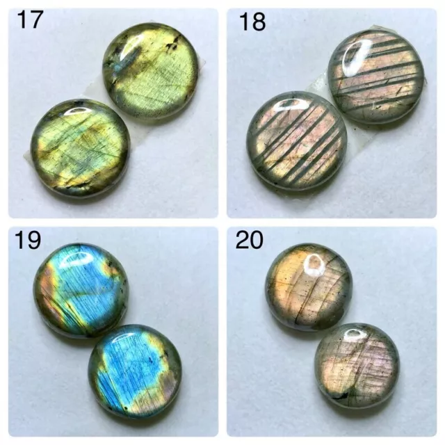 Natural Multi Fire Labradorite Pair Cabochon Loose Gemstone Top Quality AAA+ 23