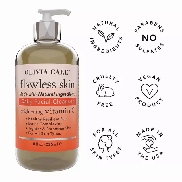 Olivia Care Facial Cleanser Brighten / Flawless Skin 236ml | Original | UK STOCK