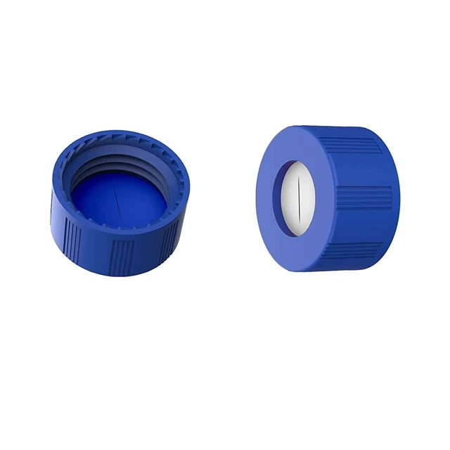 Vials Screw Caps Blue PTFE & White Silicone Pre-Slit Septa for 9-425 HPLC Vials