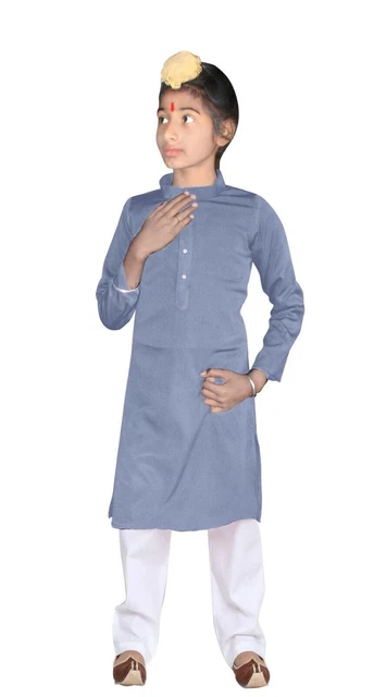 Camicia per ragazzi indiani Abiti da sposa Cotone Kurta Tunica da indossare...