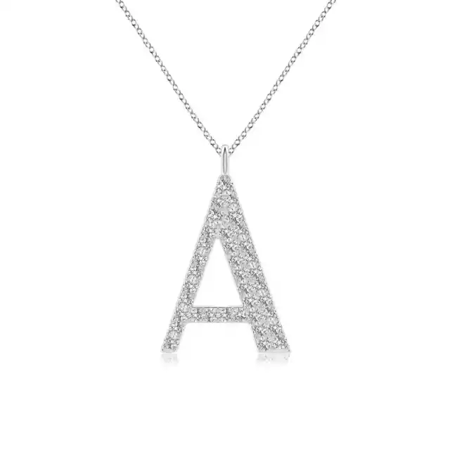 ANGARA Diamond Uppercase Alphabet Letter A-Z Initial Pendant in 14K White Gold