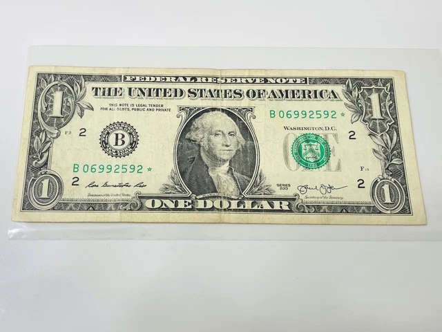 2013 B Series One Dollar Duplicate Serial Print Star Note NY $1 Washington Print