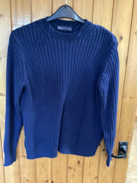 M & S ribbed jumper navy blue bnwot size 14