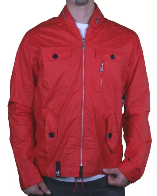 LRG Hommes Rouge Léger 100% Coton Foressence Fermeture Éclair Veste Coupe-Vent