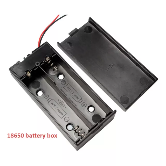 2 Slot 18650 3.7V Battery storage Holder Case Box plastic With Wire Leads