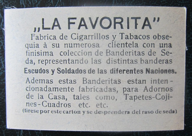 Cigarette Silks Card Portugal military La Favorita Soldiers & Flag ORIGINAL BACK 2
