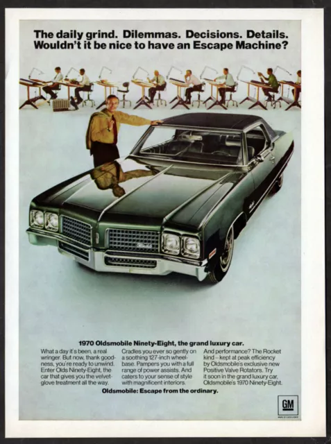 1970 OLDSMOBILE Ninety-Eight Vintage Original Print AD - Black luxury car photo