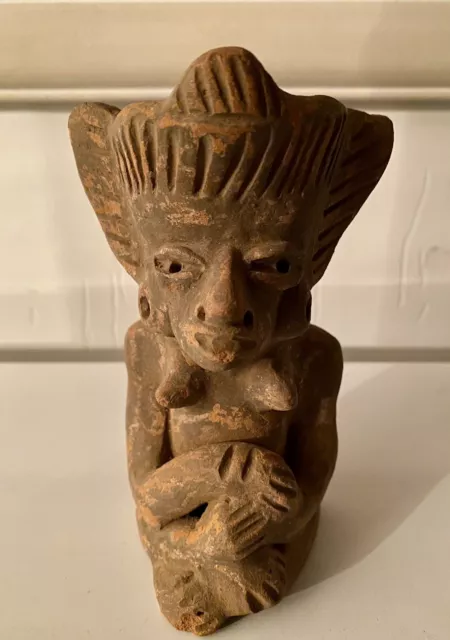 Pre-Columbian Zapotec Figural Urn Pottery Female Figural 5.5”H