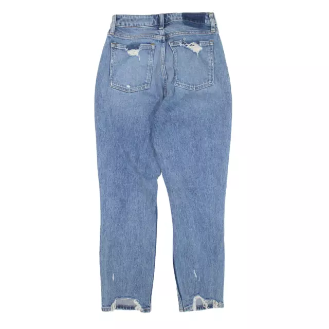 Jeans da donna ABERCROMBIE & FITCH effetto invecchiato alto denim mamma blu W26 L26 3