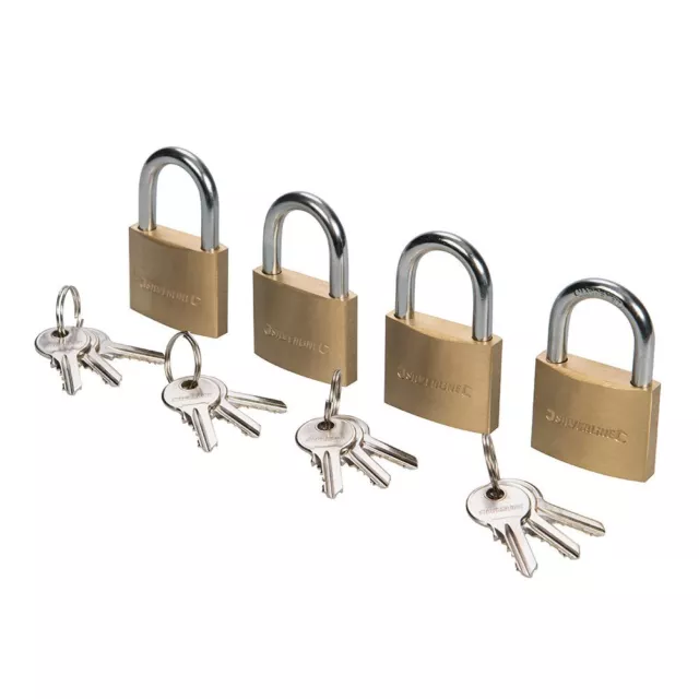 Silverline - Brass Padlock Keyed Alike 4pk - 40mm