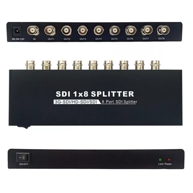 1x8 SDI Splitter, 1 In 8 Out 3G-SDI/HD-SDI/SDI 8 Ports SDI Distribution Extender