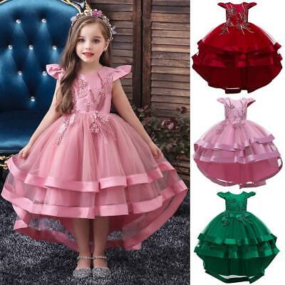 Girls Flower Bridesmaid Dress Baby Kids Princess Party Lace Bow Wedding Dresses