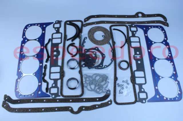 Full Engine Gasket Set for 2 Piece Rear Seal Chevrolet SBC 283 302 327 350 5.7