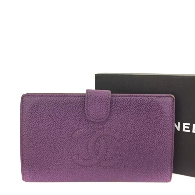 CHANEL CC Logo Caviar Skin Long Bifold Wallet/6X1352