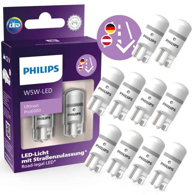 Philips LED Ultinon Pro6000 W 5W mit Straßenzulassung 6000K 1-10Stk. Freie Wahl