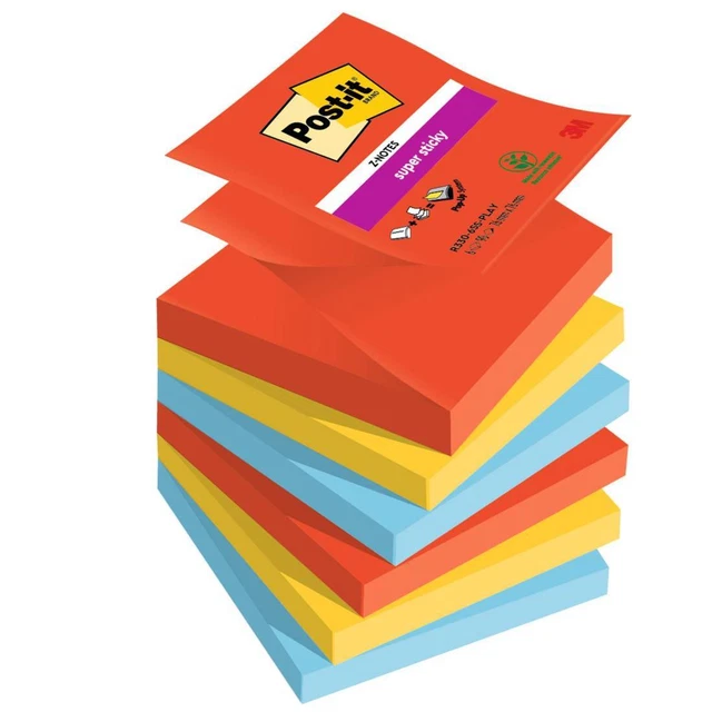 Blocco Post it® Super Sticky Z Notes - R330-6SS-PLAY - 76 x 76 mm - colori Playf