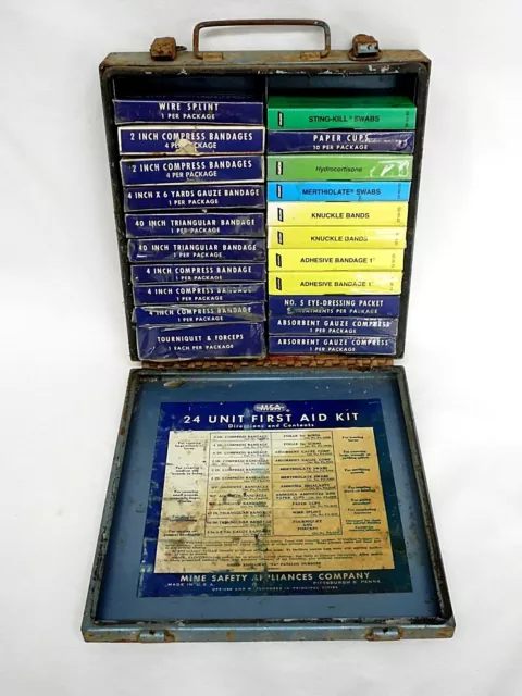 Vintage MSA Mine Safety Appliances Co First Aid Kit w/ Contents 21 Boxes