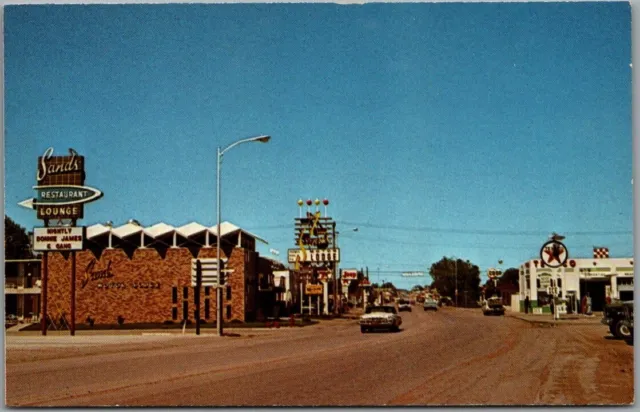 Gillette, Wyoming Postcard "Home of the Antelope" Downtown Street Scene c1960s