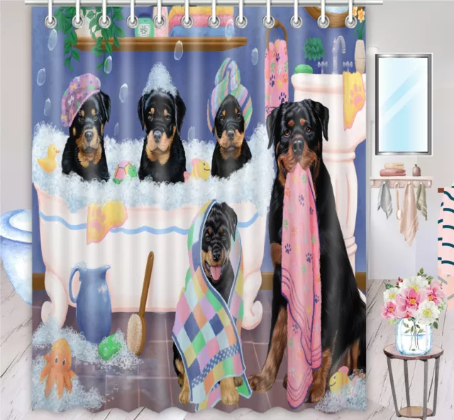Halloween Rottweiler Dog Shower Curtain Bathtub Screens Personalized Hooks