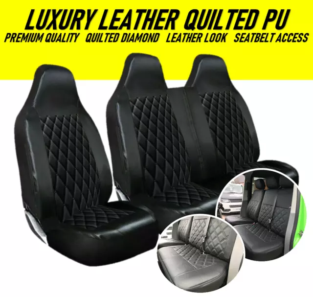 Renault Trafic Van Seat Covers Quilted Diamond Leather 2+1