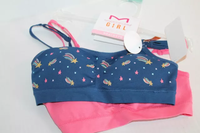 Madenform Girl Bralette 2-Pack Seamless Bras Size Small 6/6X Stars & Solid Pink