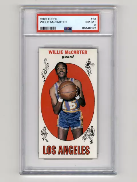 86146322 1969-70 Topps #63 Willie McCarter RC Rookie Los Angeles Lakers PSA 8