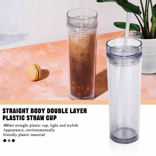 Utility Tall Skinny Tumbler 16oz double walled mat with straw and lid 450ml