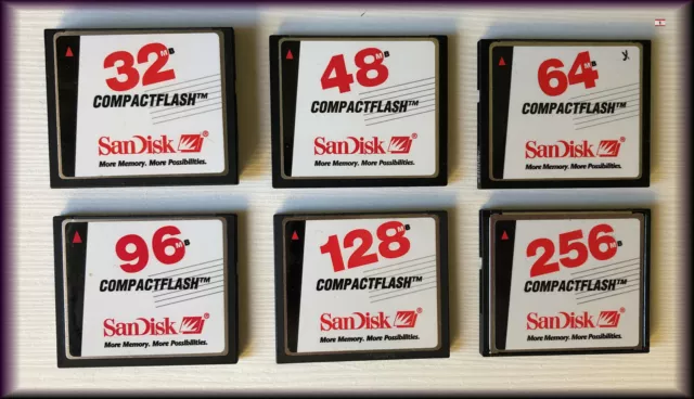 SanDisk Compact Flash CF-Card 16 32 und 128MB SDCFB White Label mit Box