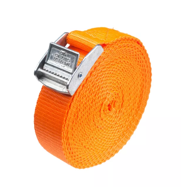 25mm High Vis Cam Buckle Strap 1.5 Meters Heavy Duty Load Securing Orange Qty 9