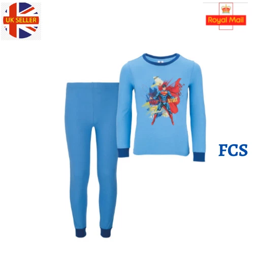 Set pigiama blu Superman pjs bambina ragazzo unisex età 3-4 anni