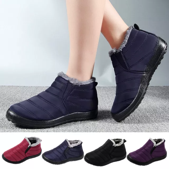 Mens Faux Fur Lined Snow Winter Warm Waterproof Non-slip Ankle Boots Shoes