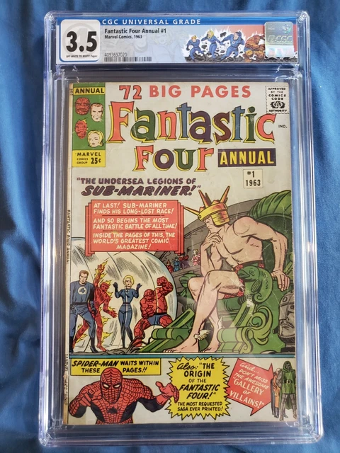 FANTASTIC FOUR ANNUAL #1 CGC 3.5 CUSTOM LABEL Origin of Sub-Mariner 1963 MARVEL
