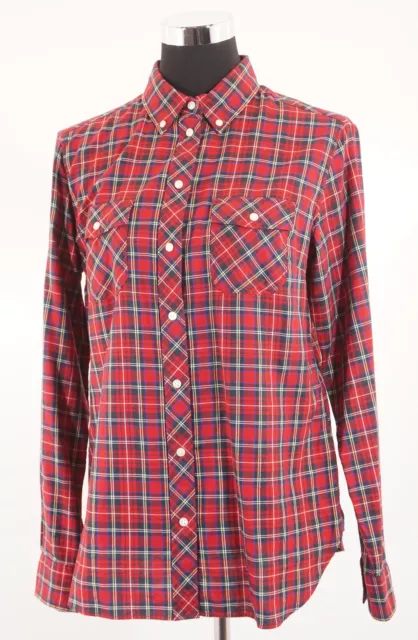 GANT Femmes Chemisier 42 Rouge à Carreaux Button-Down Manches Bouton Coton D27