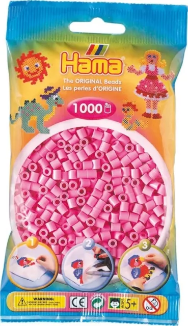 1 000 perles standard MIDI (Ø5 mm) rose pastel