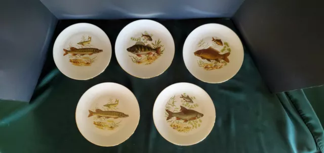 Vintage Zeh Scherzer Bareuther Waldsassen Bavaria Germany - Five Fish Plates