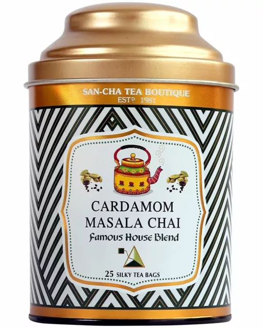 Sancha Tea Boutique, Cardamom Masala Chai Tea Bags Free Shipping World Wide