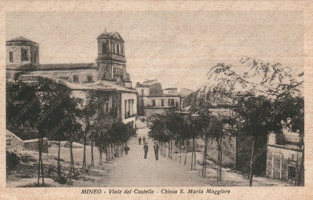 1941 MINEO Viale Castello Chiesa Santa Maria Maggiore RARA Cartolina animata