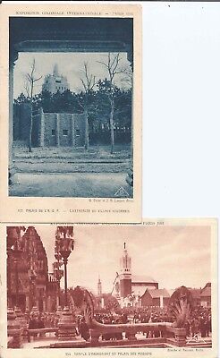 Lot 2 Cpa Paris 1931 - Exposition Coloniale  Angkor-Vat Et Palais Aof
