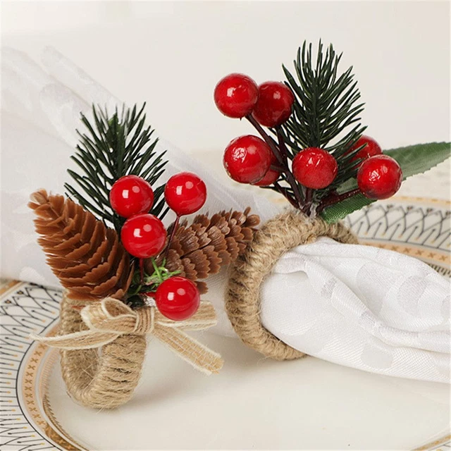Conos de pino hágalo usted mismo artesanía suministros de Navidad anillo bucal servilleta anillo decoración de mesa