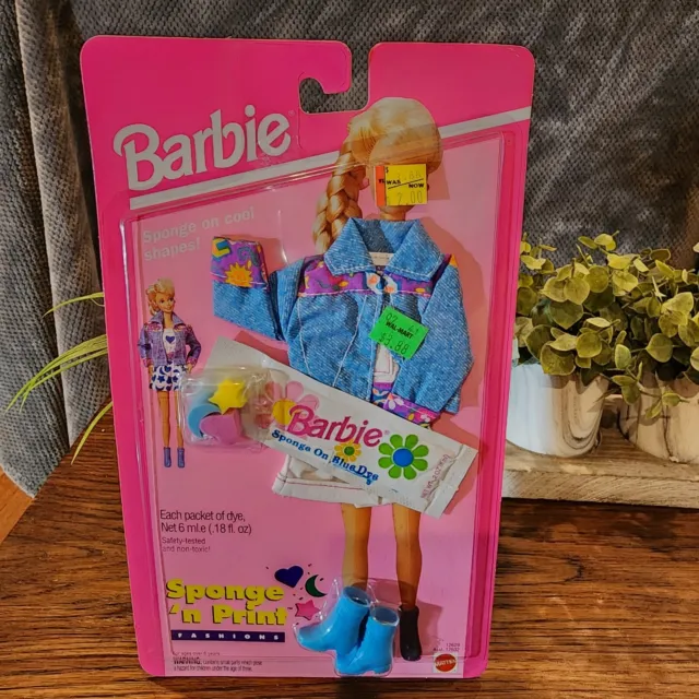Vintage 1994 Barbie Sponge 'n Print Fashions #12629  NOS